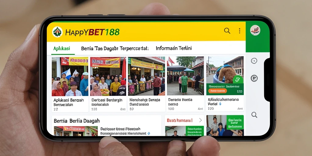 Tampilan antarmuka aplikasi HAPPYBET188 yang informatif untuk berita daerah.