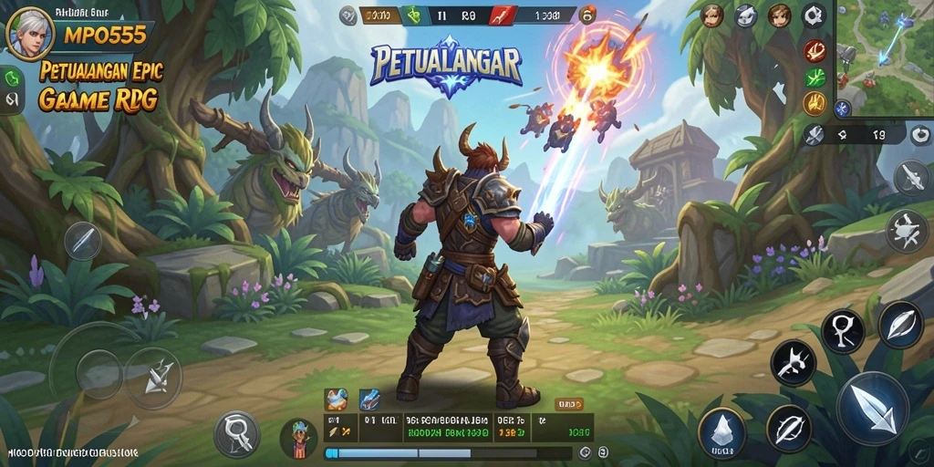 Tampilan antarmuka MPO555 yang memukau di dalam game RPG.