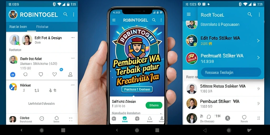 Antarmuka pengguna ROBINTOGEL yang interaktif untuk membuat stiker WA.