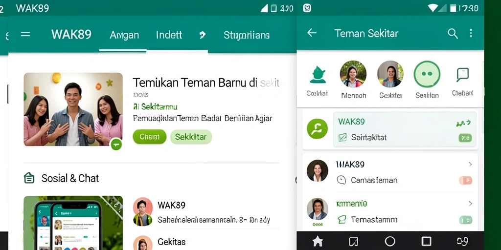 Tampilan antarmuka WAK89 untuk mencari teman baru.